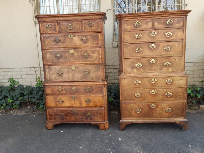 A NEAR PAIR of George III Burr walnut chest-on-chests - Image 3