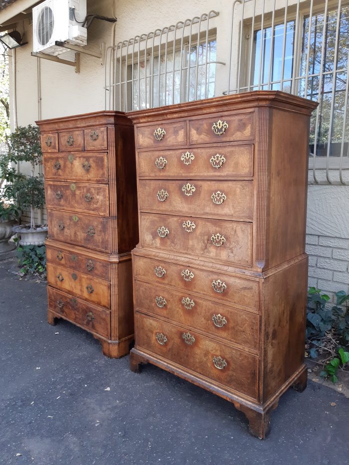 A NEAR PAIR of George III Burr walnut chest-on-chests - Image 5