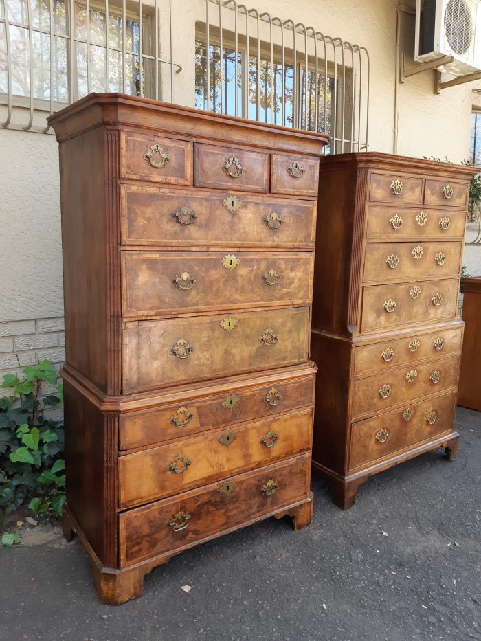 A NEAR PAIR of George III Burr walnut chest-on-chests - Image 4