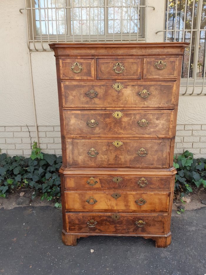 A NEAR PAIR of George III Burr walnut chest-on-chests - Image 8