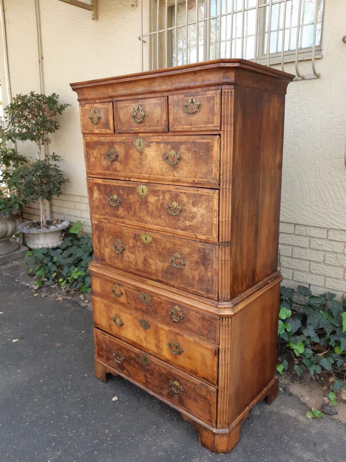 A NEAR PAIR of George III Burr walnut chest-on-chests - Image 6