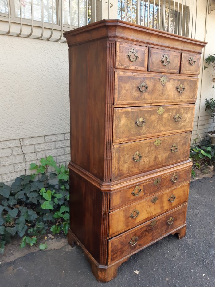 A NEAR PAIR of George III Burr walnut chest-on-chests - Image 7
