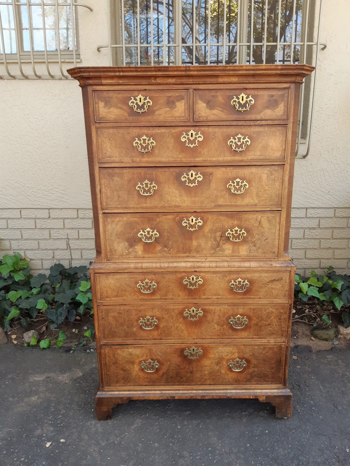 A NEAR PAIR of George III Burr walnut chest-on-chests - Image 18