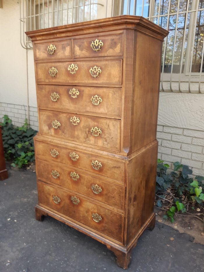 A NEAR PAIR of George III Burr walnut chest-on-chests - Image 20