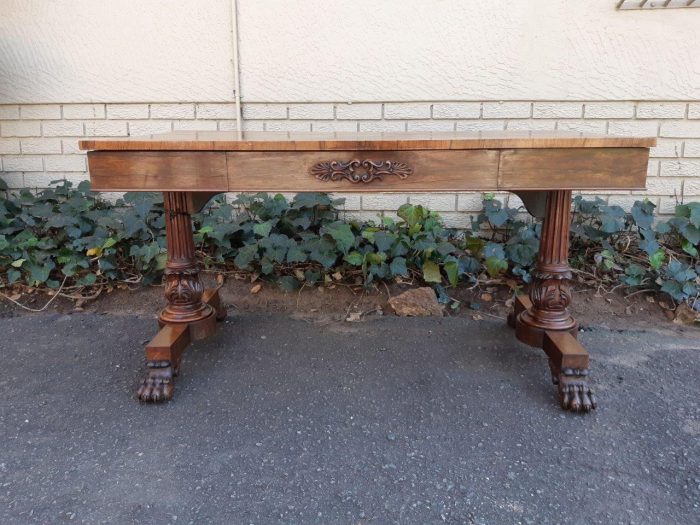 A William IV Rosewood Library Table With Brass Castors - Image 4