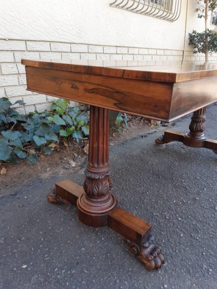 A William IV Rosewood Library Table With Brass Castors - Image 8