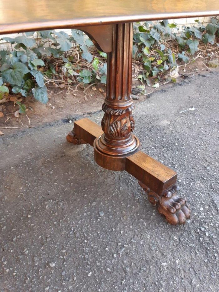 A William IV Rosewood Library Table With Brass Castors - Image 9