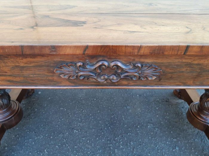 A William IV Rosewood Library Table With Brass Castors - Image 11