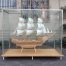 HAND CARVED MODEL SHIP IN GLASS DISPLAY BOX