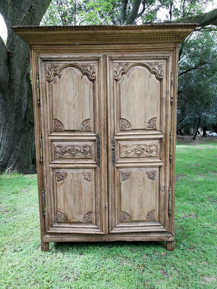 A 19th Century French Oak Armoire In A Bleached / Natural Wood Finish - Image 2