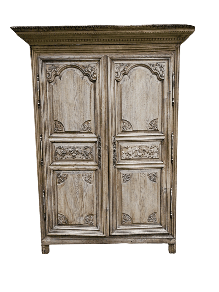 A 19th Century French Oak Armoire In A Bleached / Natural Wood Finish