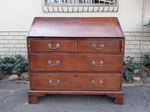 A George lll Mahogany Bureau with Gilt-Tooled Leather Writing Surface