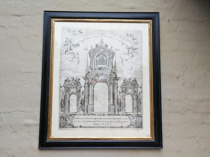 A Continental Engraving In A Handmade Wooden Frame