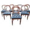 A 19th / Early 20th Century Victorian Set of Eight Bustle Back Dining Chairs Upholstered in a Deep Buttoned Leather