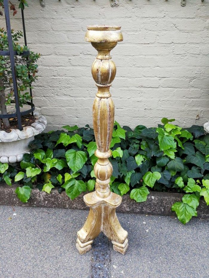 A Pair Of Carved Wooden Candle Holders Hand Gilded With Gold Leaf - Image 4