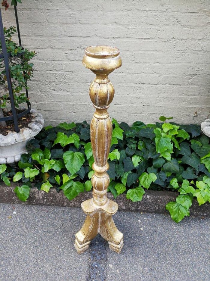 A Pair Of Carved Wooden Candle Holders Hand Gilded With Gold Leaf - Image 5