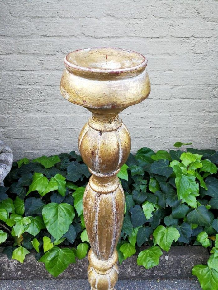 A Pair Of Carved Wooden Candle Holders Hand Gilded With Gold Leaf - Image 6