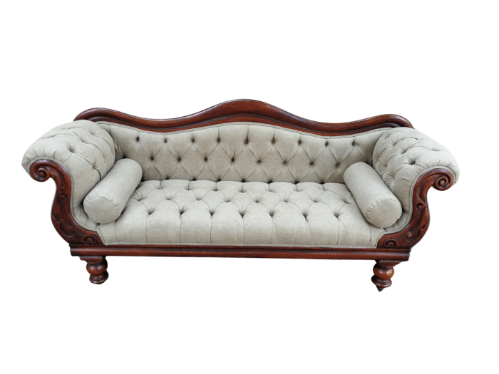 Victorian Rosewood Settee Longue On Bun Feet With Castors