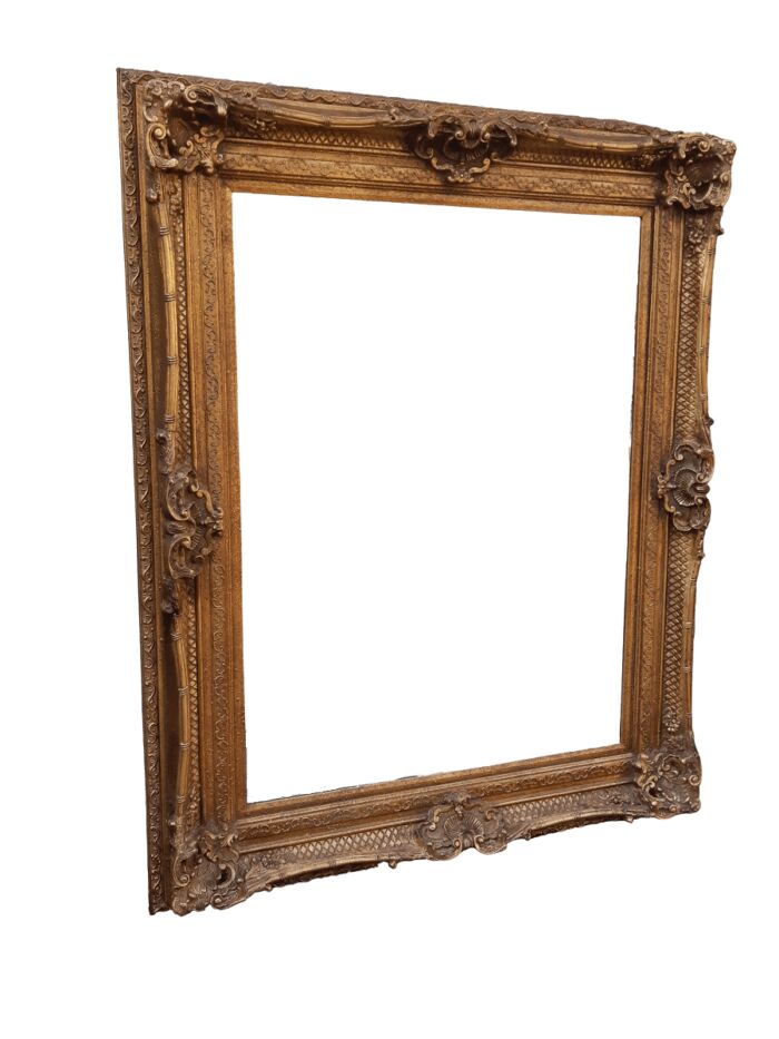 Large gilt-painted bevelled mirror