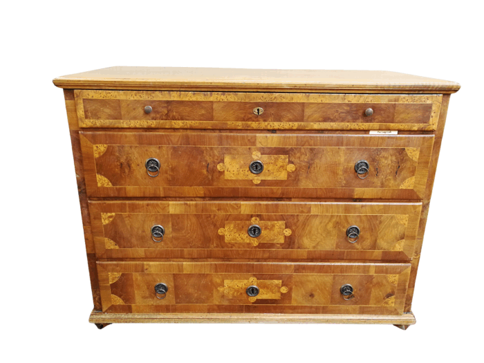 A Walnut And Inlaid Chest-Of-Drawers, 19th Century