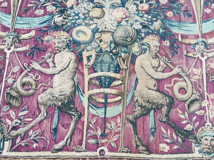 French Aubusson Style Wall Hanging Tapestry With Back Cover - Image 6