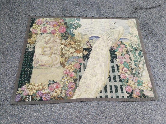 Antique French Aubusson Verdure Tapestry (Garden Scene) - Image 2