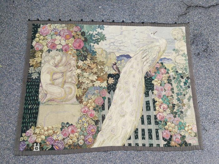 Antique French Aubusson Verdure Tapestry (Garden Scene) - Image 3