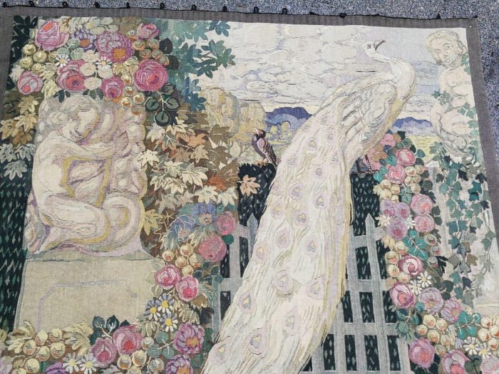 Antique French Aubusson Verdure Tapestry (Garden Scene) - Image 4