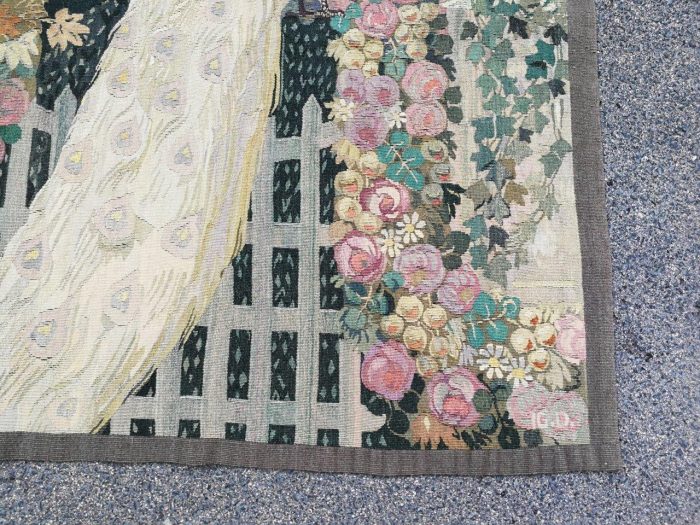 Antique French Aubusson Verdure Tapestry (Garden Scene) - Image 5