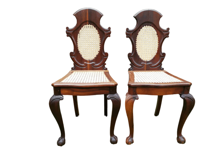 A Pair Of Antique Stinkwood Chairs Made By Thesen Knysna Circa 1920