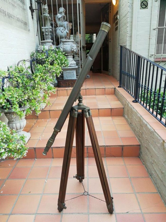 Brass Telescope On Wooden Tripod - Image 2