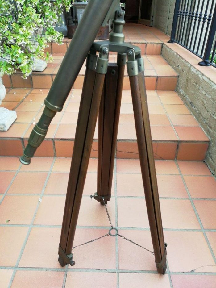 Brass Telescope On Wooden Tripod - Image 3