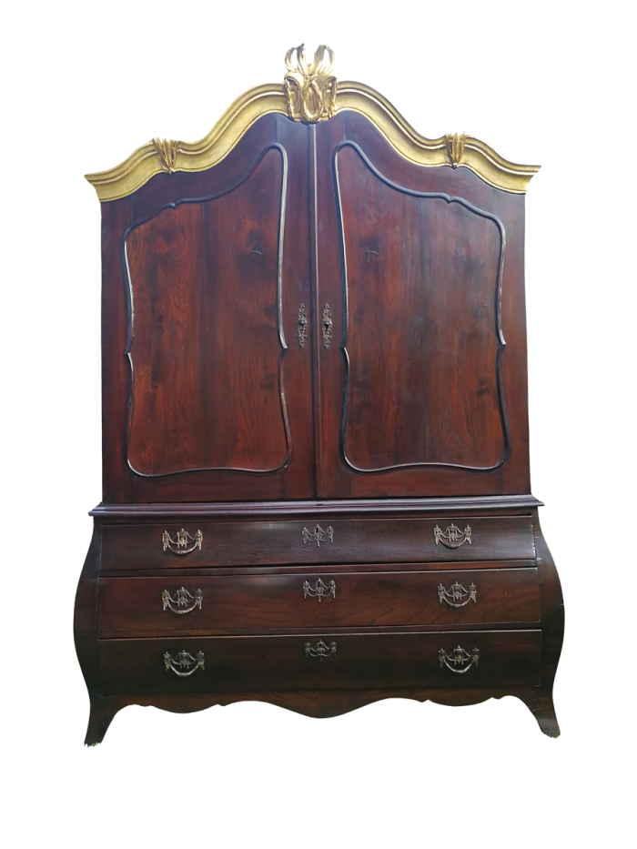 18th Century And Rare Dutch Oak Armoire. Original Hardware