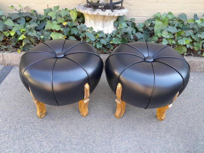 A Pair Of French Style Hand-Gilded With 22-Karat Goldleaf Tuffets  /  Ottomans - Image 4