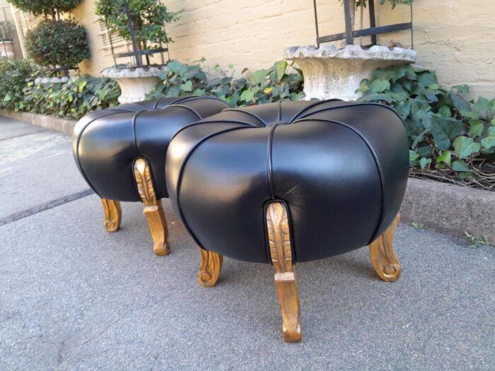 A Pair Of French Style Hand-Gilded With 22-Karat Goldleaf Tuffets  /  Ottomans - Image 5
