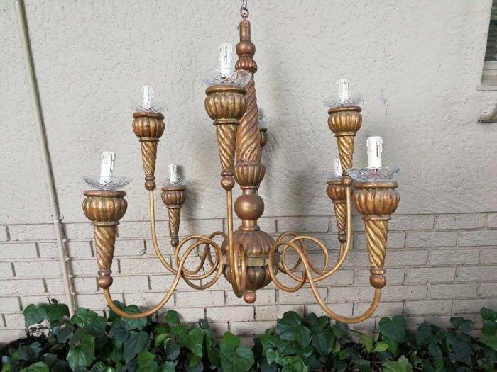 Gold Painted Chandelier - Image 2