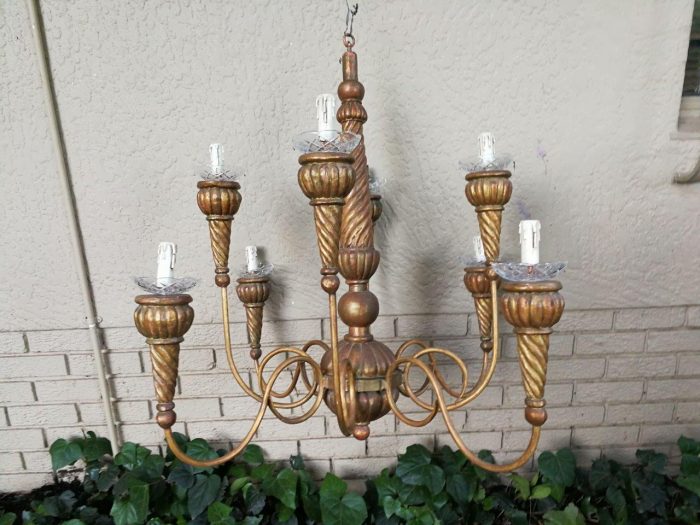 Gold Painted Chandelier - Image 3