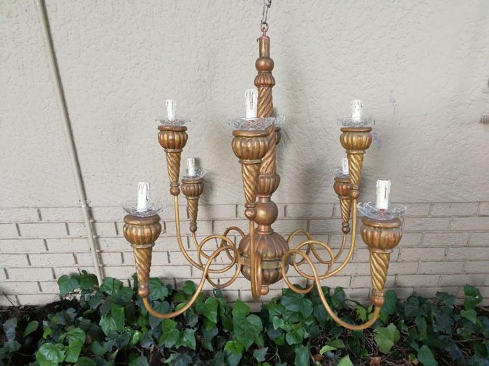 Gold Painted Chandelier - Image 4