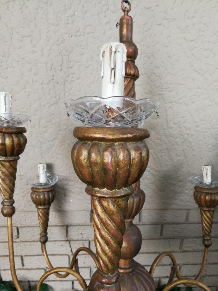 Gold Painted Chandelier - Image 5