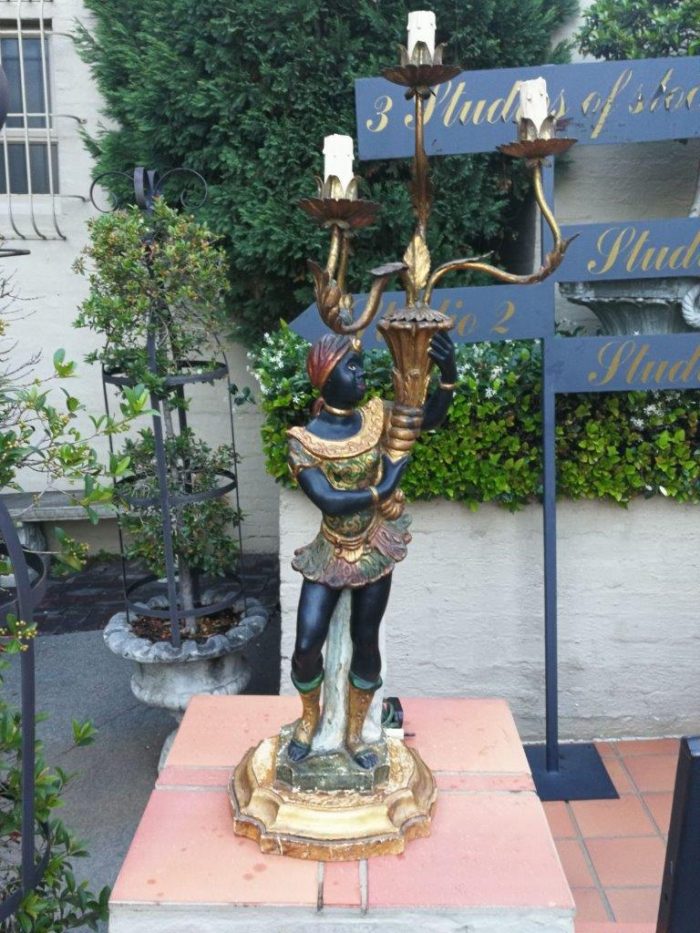 A Pair Of Italian Carved Wood Blackamoor Table Lamps - Image 5