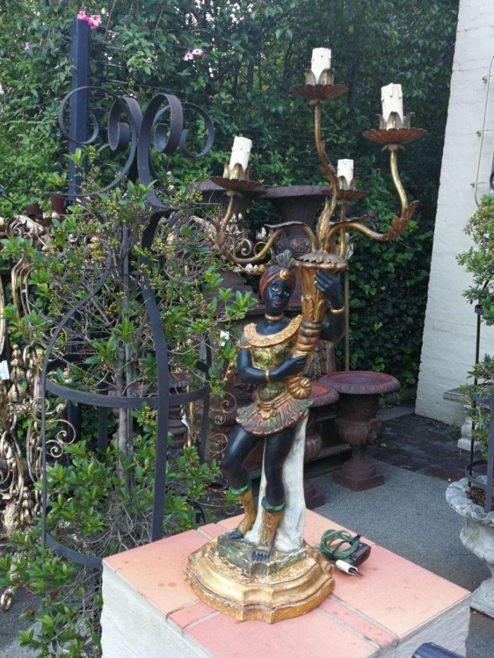 A Pair Of Italian Carved Wood Blackamoor Table Lamps - Image 6