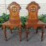 Pair of Victorian Oak Chairs with Carved Detail