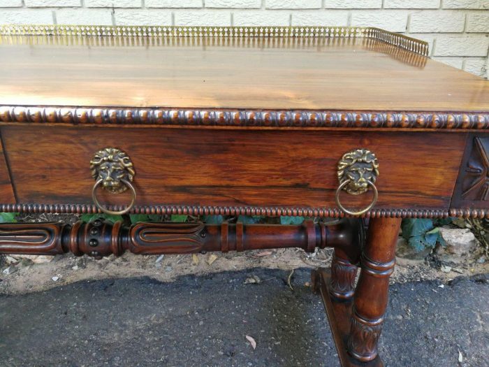 A William IV Rosewood Library Table With Brass Gallery On Brass Castors - Image 9