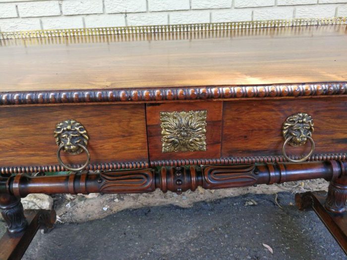 A William IV Rosewood Library Table With Brass Gallery On Brass Castors - Image 10