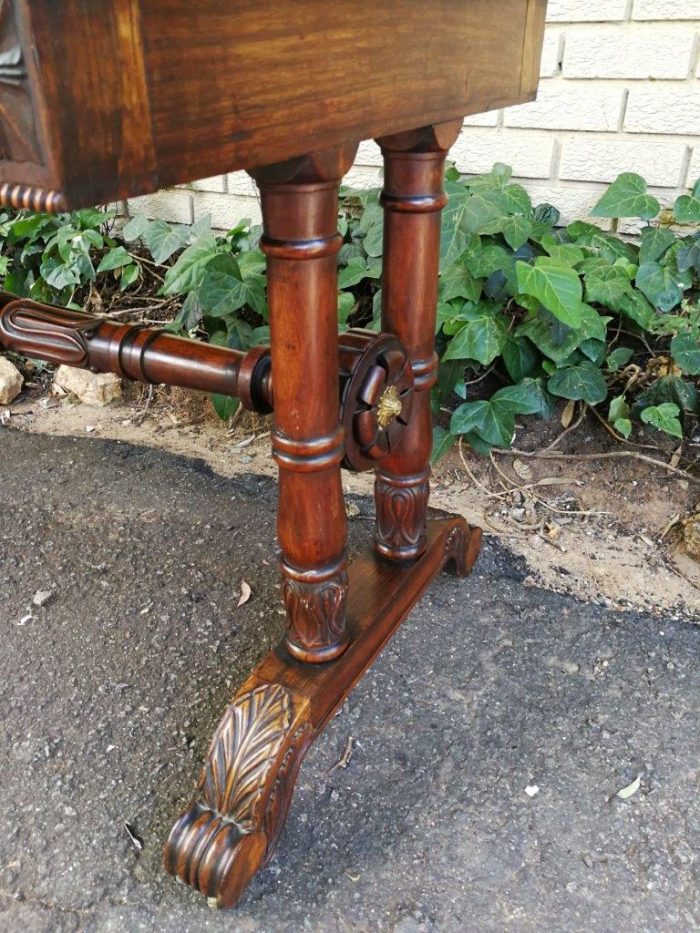 A William IV Rosewood Library Table With Brass Gallery On Brass Castors - Image 11