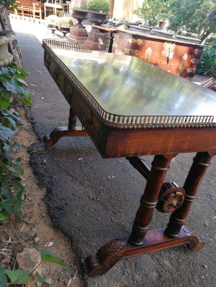 A William IV Rosewood Library Table With Brass Gallery On Brass Castors - Image 12