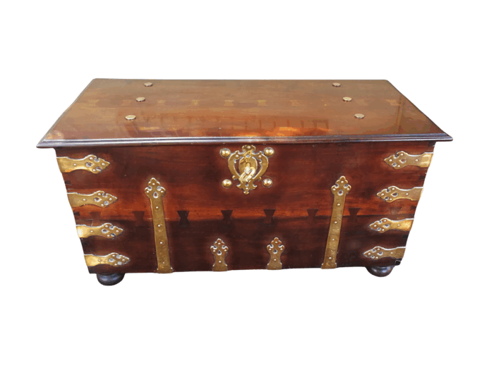 Attributed To Sir Herbert Baker An Early 20th Century Cape Stinkwood And Mahogany Brass-Bound Kist With Camphor Lining On Bun Feet