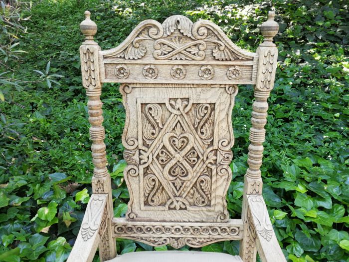 A 19th Century Continental Bleached / Natural Wood Finish and Carved Armchair With upholstered - Image 8