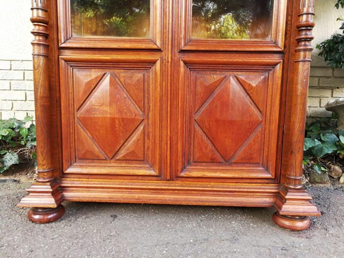Rare French Oak Bookcase With Original Glass, 19th Century - Image 7