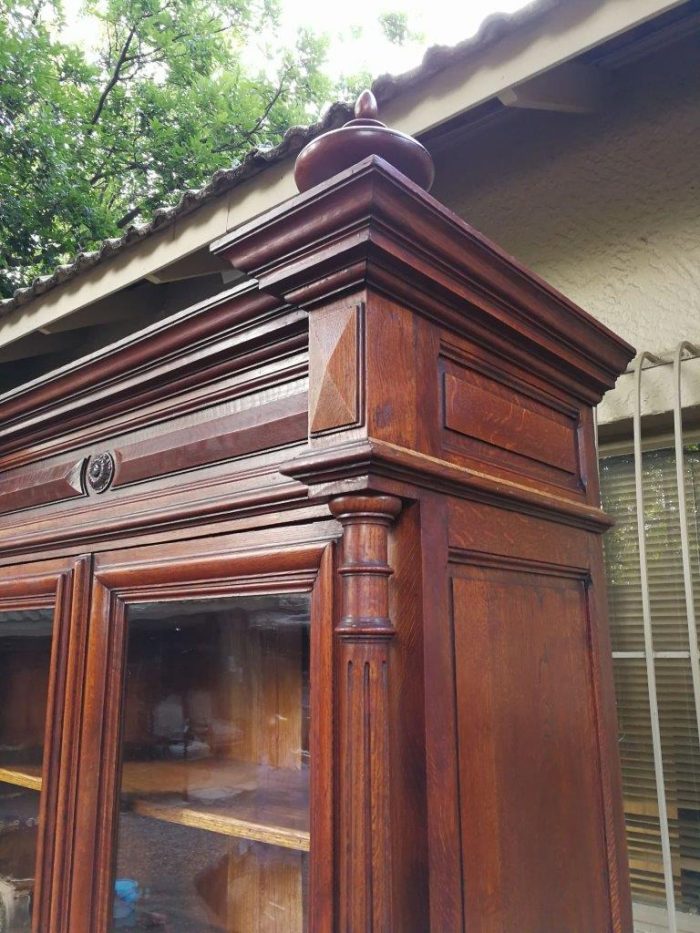 Rare French Oak Bookcase With Original Glass, 19th Century - Image 8